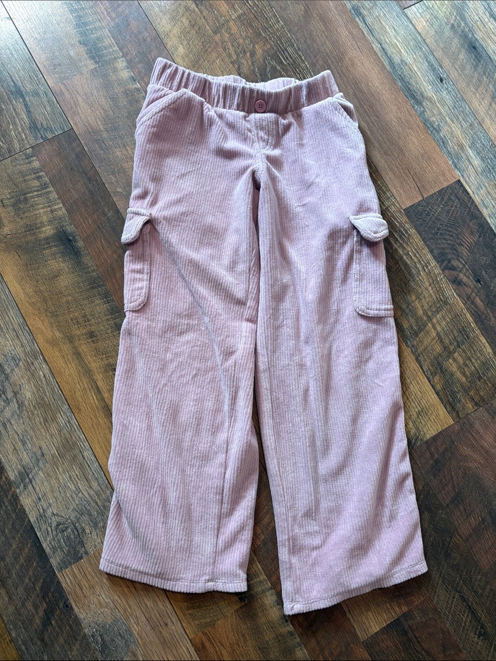 Girls Cat & Jack Pink Corduroy Cargo Pants for Kids wide leg size 8 pull on